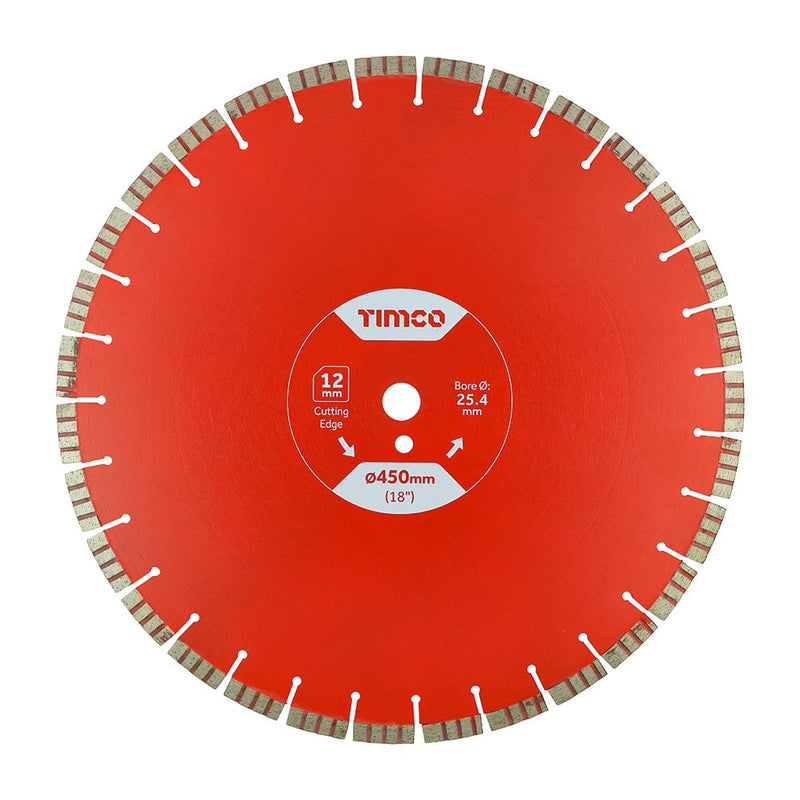 TIMCO Powertool Accessories 450 x 25.4 TIMCO Diamond Blade Laser 12mm Seg