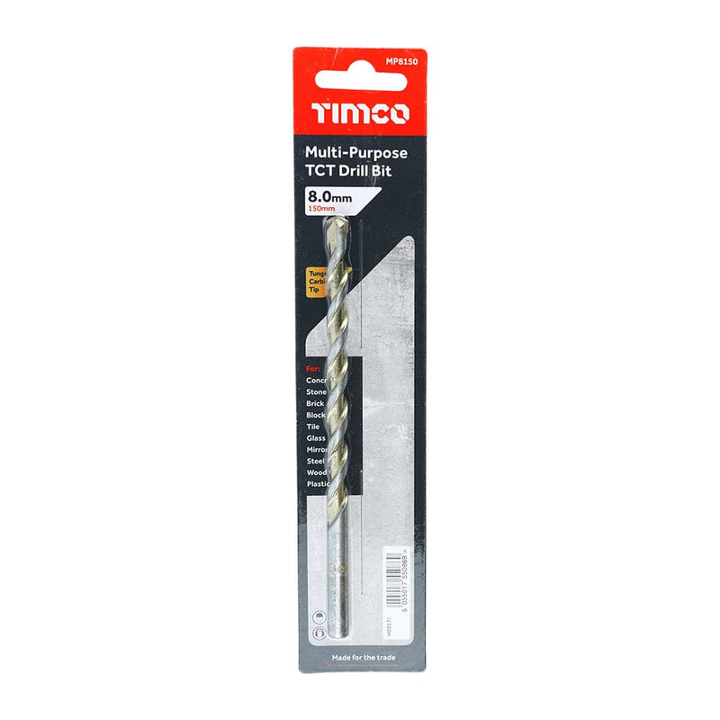 TIMCO Powertool Accessories 8.0 x 150 TIMCO TCT Multi-Purpose Drill Bits