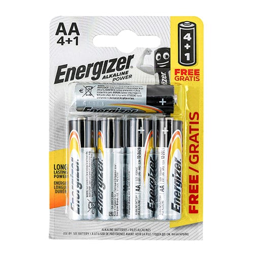 Energizer Alkaline Power Battery - Aa - Pack Qty - 5 Pcs