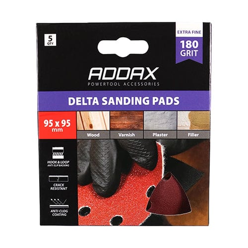 TIMCO Powertool Accessories TIMCO Delta Sanding Pads 180 Grit Red - 95 x 95mm
