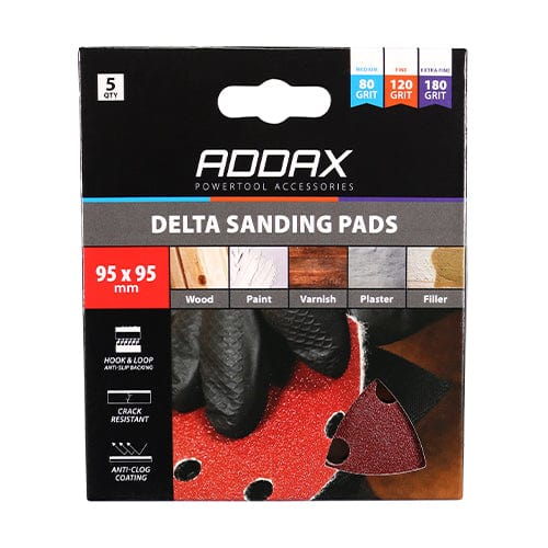 TIMCO Powertool Accessories TIMCO Delta Sanding Pads Mixed Red - 95 x 95mm (80/120/180)