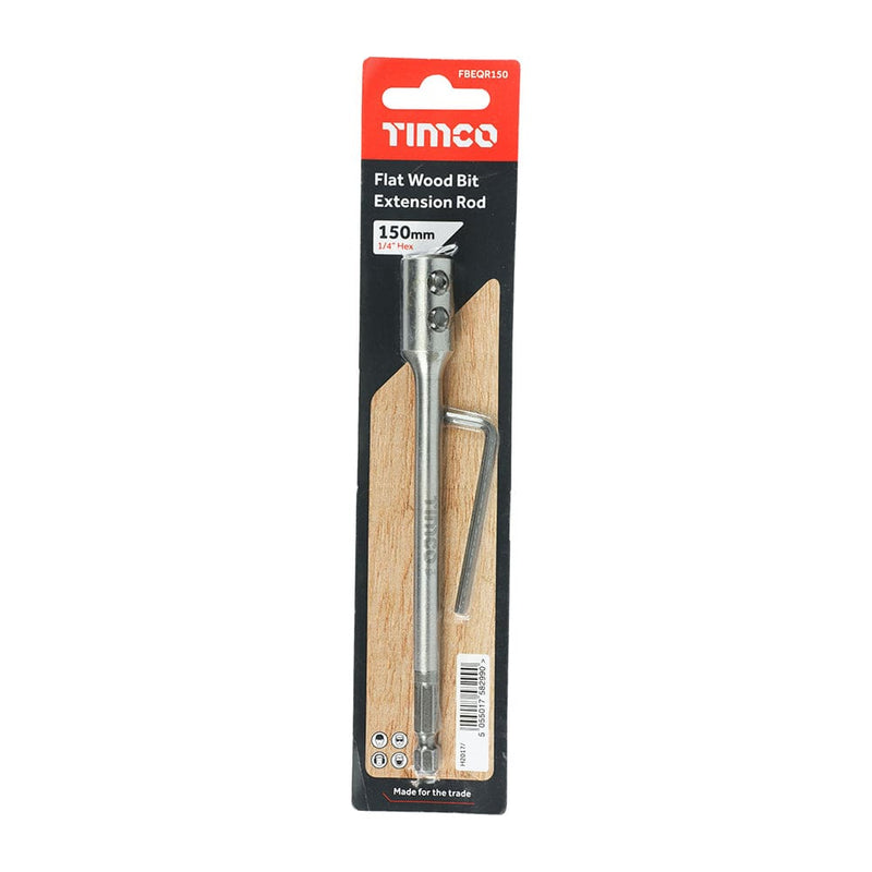 TIMCO Powertool Accessories TIMCO Flat Wood Bits 1/4" Extension Rod