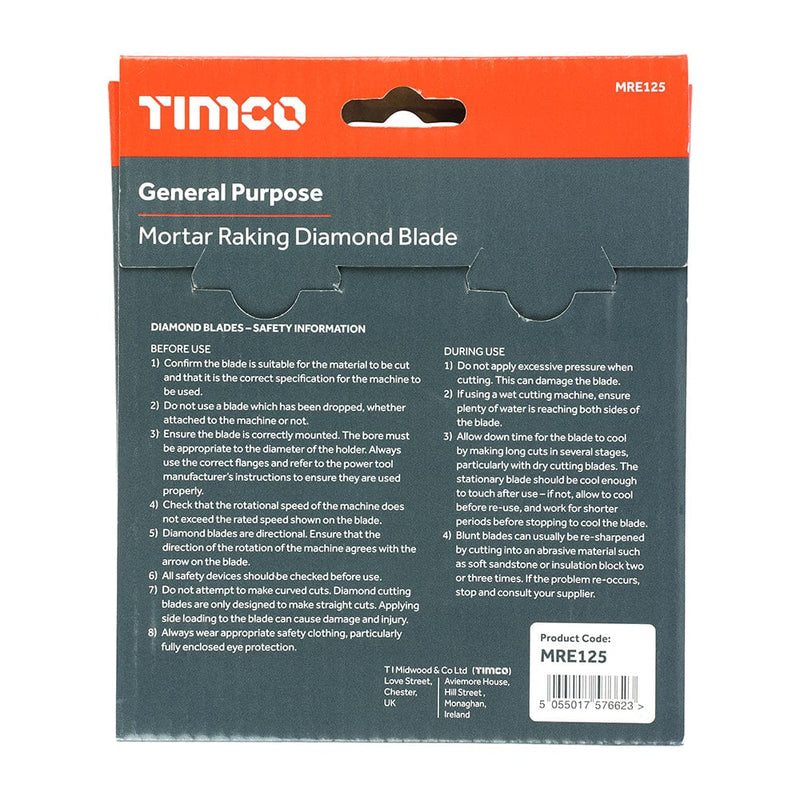 TIMCO Powertool Accessories TIMCO General Purpose Mortar Raking Diamond Blade