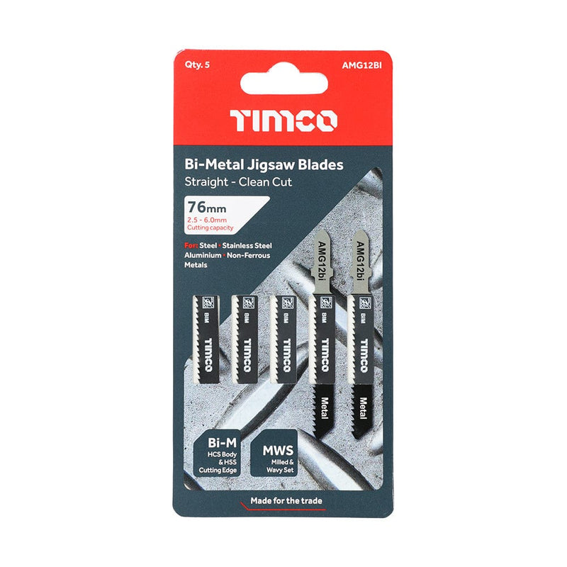 TIMCO Powertool Accessories TIMCO Jigsaw Blades Metal Cutting Bi-Metal Blades