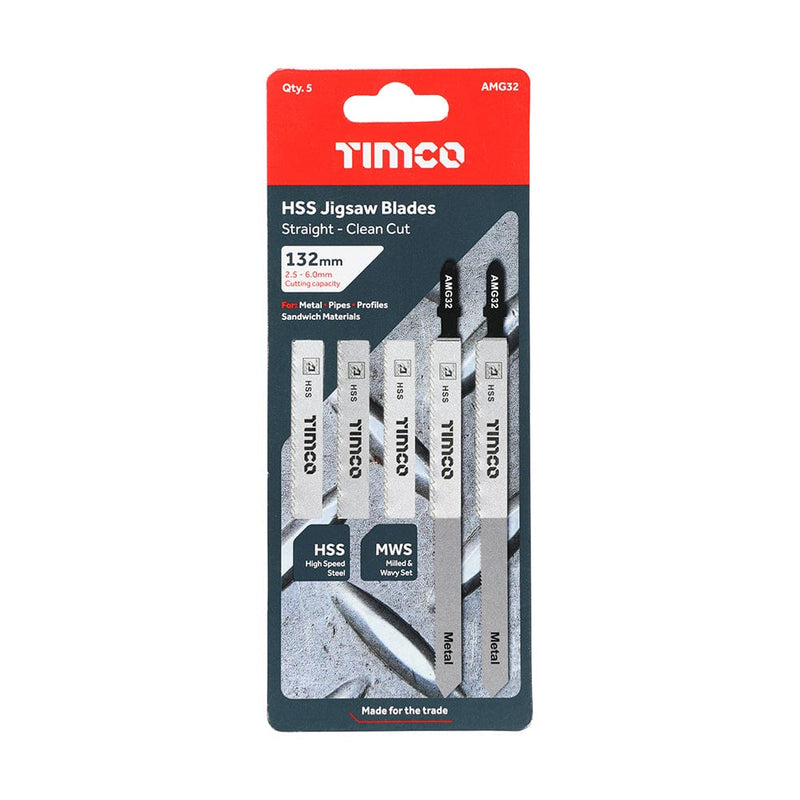 TIMCO Powertool Accessories TIMCO Jigsaw Blades Metal Cutting HSS Blades