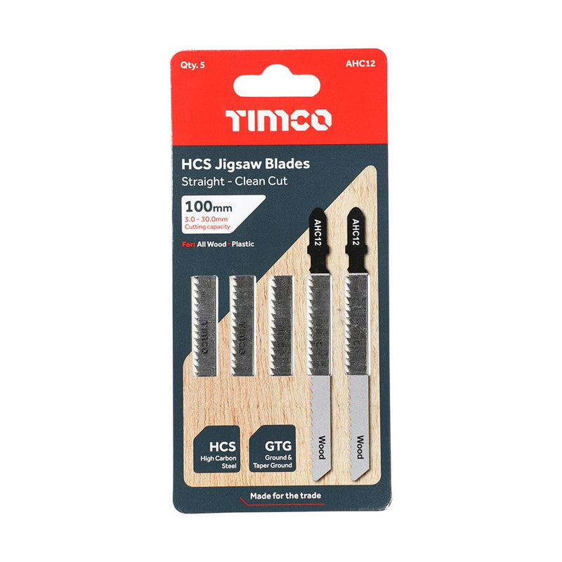 TIMCO Powertool Accessories TIMCO Jigsaw Blades Wood Cutting HCS Blades