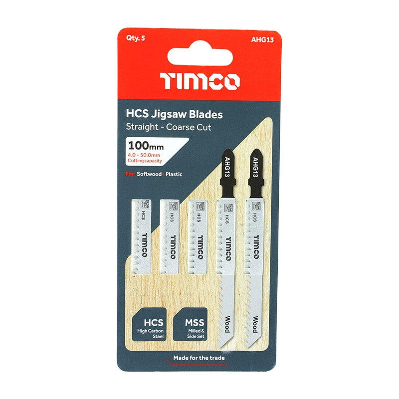 TIMCO Powertool Accessories TIMCO Jigsaw Blades Wood Cutting HCS Blades