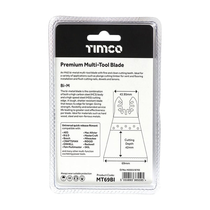 TIMCO Powertool Accessories TIMCO Multi-Tool Fine Cut Blade For Wood/Metal Bi-Metal