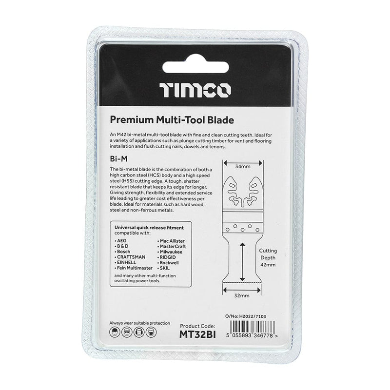 TIMCO Powertool Accessories TIMCO Multi-Tool Fine Cut Blade For Wood/Metal Bi-Metal