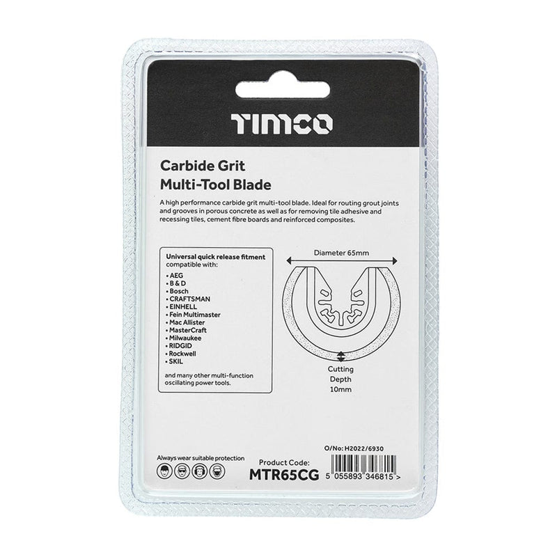 TIMCO Powertool Accessories TIMCO Multi-Tool Radial Blade For Tiles Diamond Carbide Grit Carbon Steel - Dia.65mm