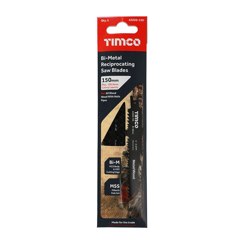 TIMCO Powertool Accessories TIMCO Reciprocating Saw Blades Wood with Nails Cutting Bi-Metal