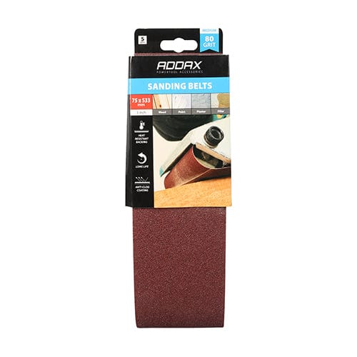 TIMCO Powertool Accessories TIMCO Sanding Belts 80 Grit Red