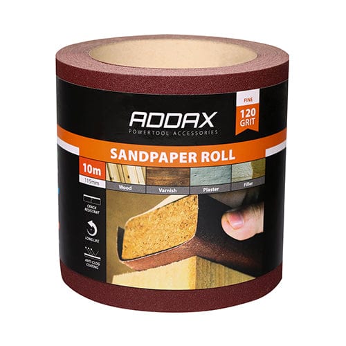 TIMCO Powertool Accessories TIMCO Sandpaper Roll 120 Grit Red - 115mm x 10m
