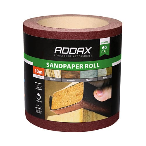 TIMCO Powertool Accessories TIMCO Sandpaper Roll 60 Grit Red - 115mm x 10m