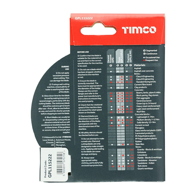 TIMCO Powertool Accessories TIMCO Trade Diamond Blade Segmented