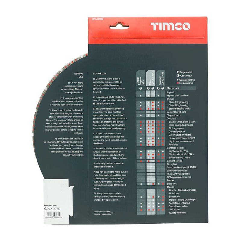 TIMCO Powertool Accessories TIMCO Trade Diamond Blade Segmented