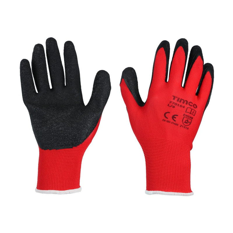 TIMCO PPE Large Light Grip Glove Crinkle Latex Coated Polyester Gloves