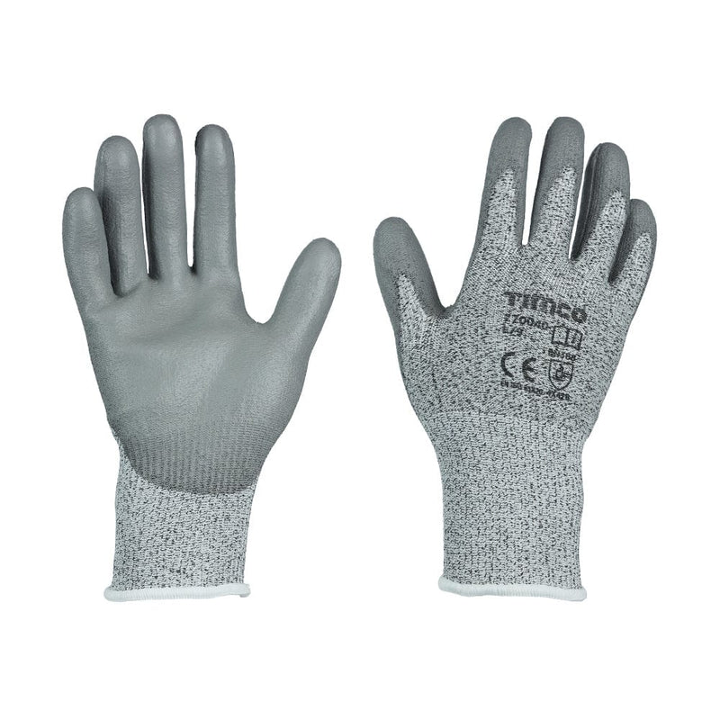 TIMCO PPE Large TIMCO Medium Cut PU Coated HPPE Fibre with Glass Fibre Gloves