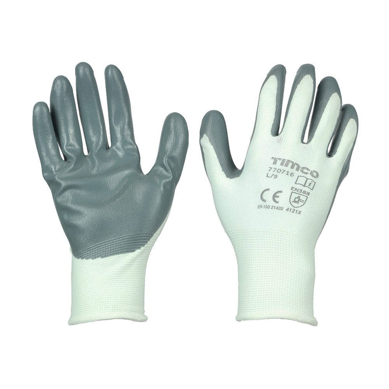 TIMCO PPE Large TIMCO Secure Grip Smooth Nitrile Foam Coated Polyester Gloves