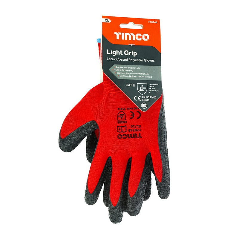 TIMCO PPE Light Grip Glove Crinkle Latex Coated Polyester Gloves