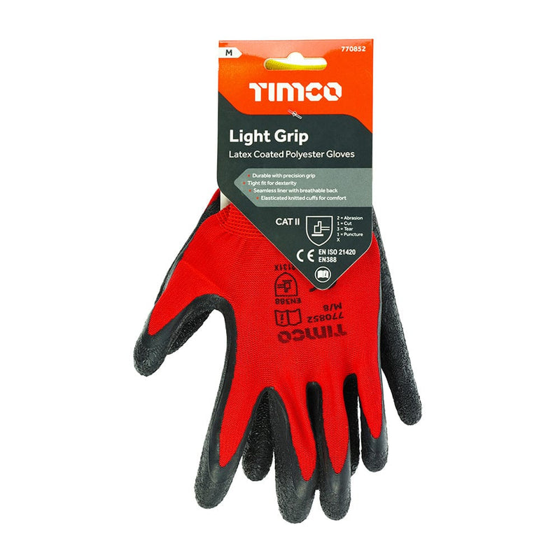 TIMCO PPE Light Grip Glove Crinkle Latex Coated Polyester Gloves