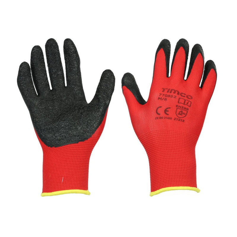 TIMCO PPE Medium Light Grip Glove Crinkle Latex Coated Polyester Gloves