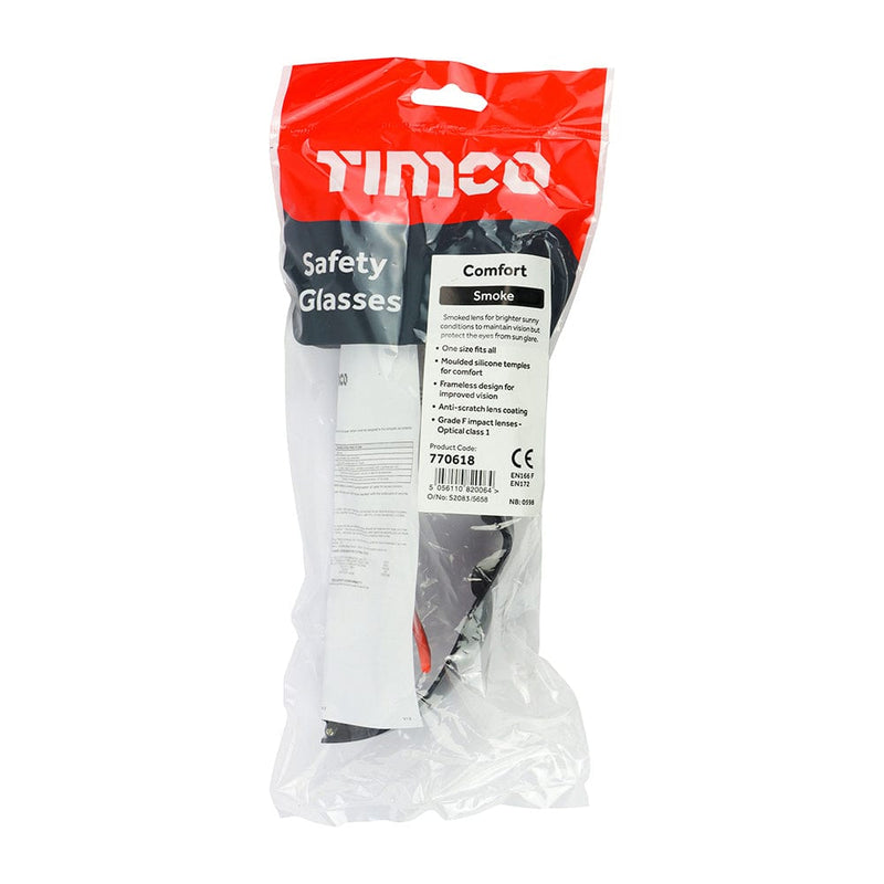 TIMCO PPE TIMCO Comfort Safety Glasses Smoke - One Size