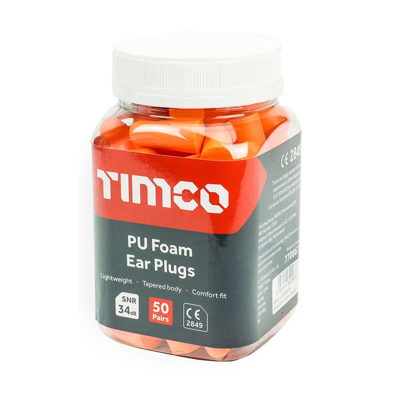 TIMCO PPE TIMCO Disposable PU Ear Plugs 50 Pairs - One Size