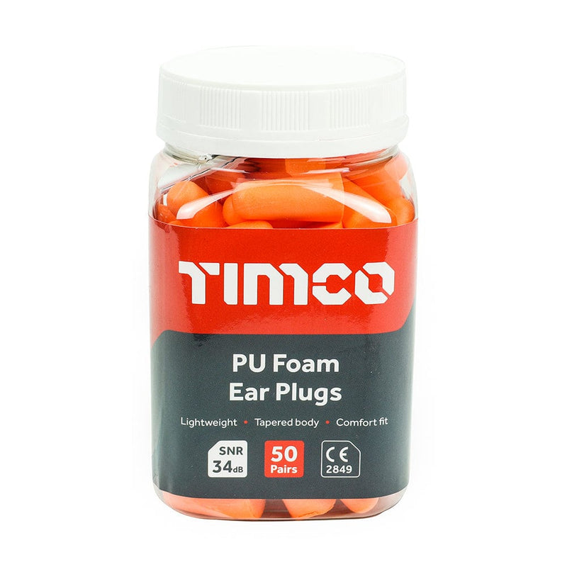 TIMCO PPE TIMCO Disposable PU Ear Plugs 50 Pairs - One Size