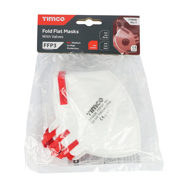 TIMCO PPE TIMCO FFP3 Fold Flat Valved Masks