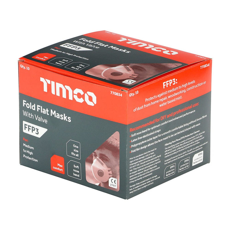 TIMCO PPE TIMCO FFP3 Fold Flat Valved Masks