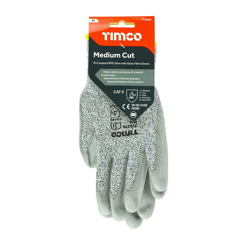 TIMCO PPE TIMCO Medium Cut PU Coated HPPE Fibre with Glass Fibre Gloves