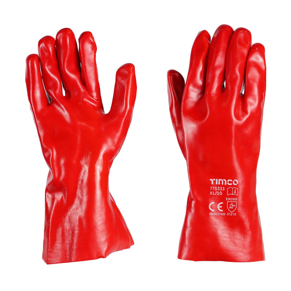 Timco Pvc Gauntlet Pvc Coated Cotton Interlock Gloves - X Large - Pack Qty - 1 Ea