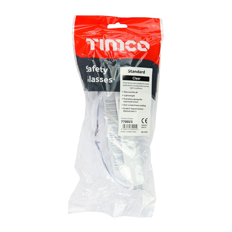 TIMCO PPE TIMCO Safety Glasses Clear - One Size