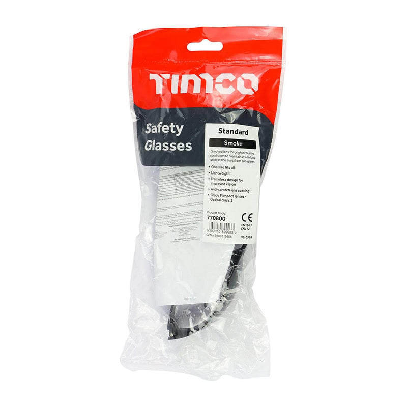 TIMCO PPE TIMCO Safety Glasses Smoke - One Size