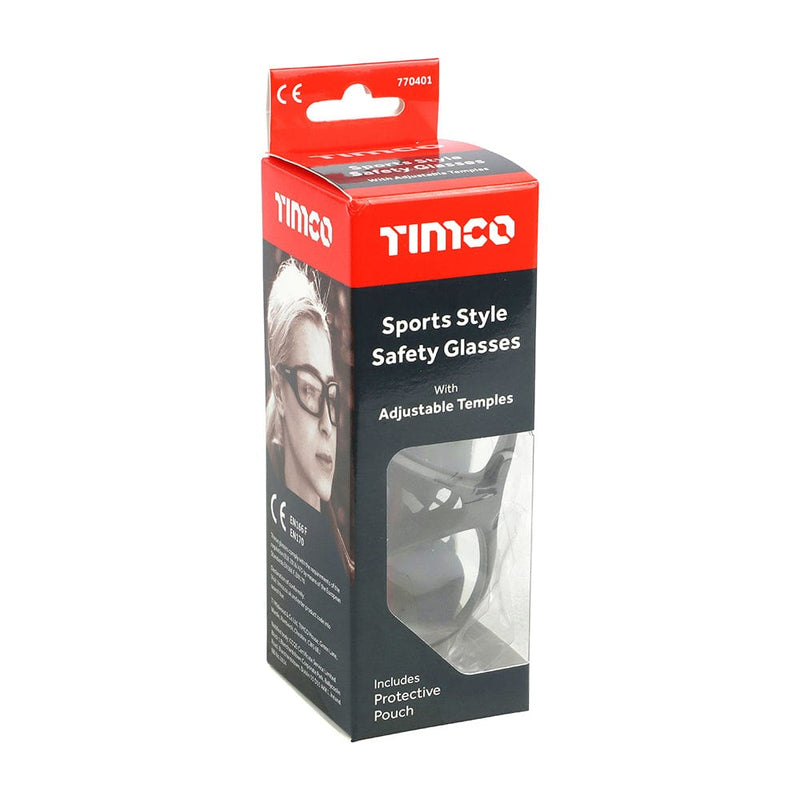 TIMCO PPE TIMCO Sport Style Adjustable Safety Glasses Clear - One Size