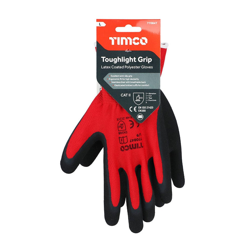 TIMCO PPE TIMCO Toughlight Grip Sandy Latex Coated Polyester Gloves