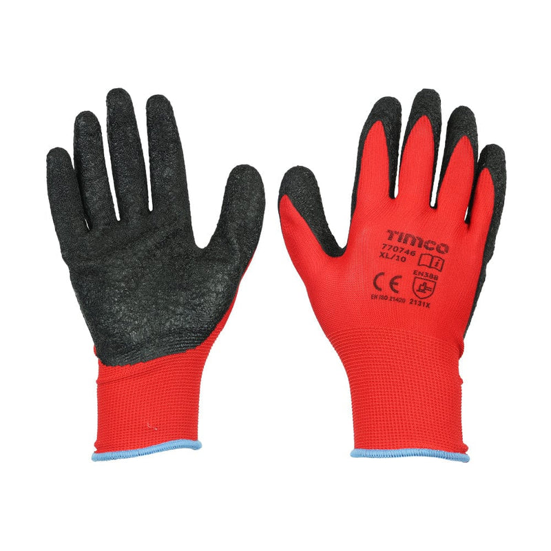 TIMCO PPE X Large Light Grip Glove Crinkle Latex Coated Polyester Gloves