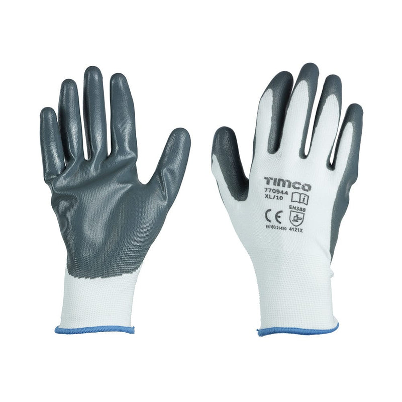 TIMCO PPE X Large TIMCO Secure Grip Smooth Nitrile Foam Coated Polyester Gloves