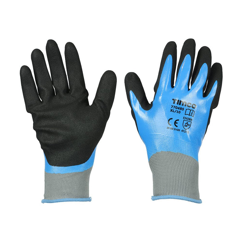 TIMCO PPE X Large TIMCO Waterproof Grip Sandy Nitrile Foam Coated Polyester Gloves