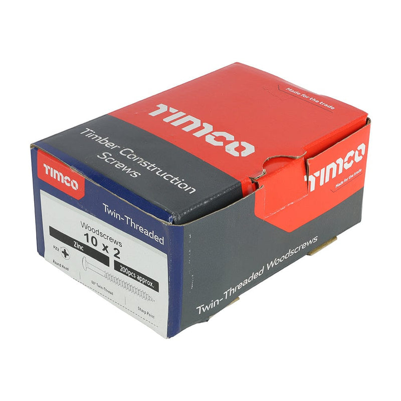 TIMCO Screws 10 x 2 TIMCO Twin-Threaded Round Head Silver Woodscrews