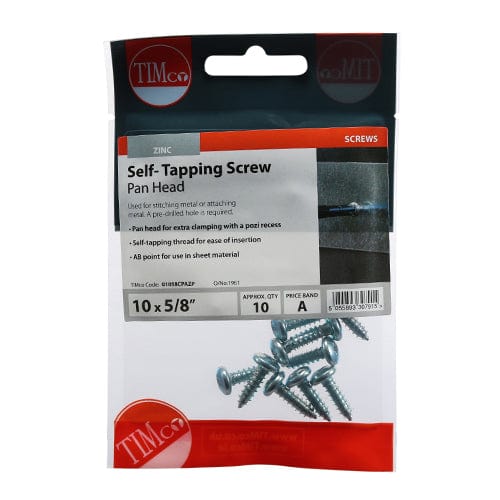TIMCO Screws 10 x 5/8 / 10 TIMCO Self-Tapping Pan Head Silver Screws