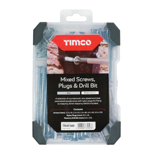 TIMCO Screws 251pcs TIMCO Screws, Plug & Drill Bit Silver Mixed Tray