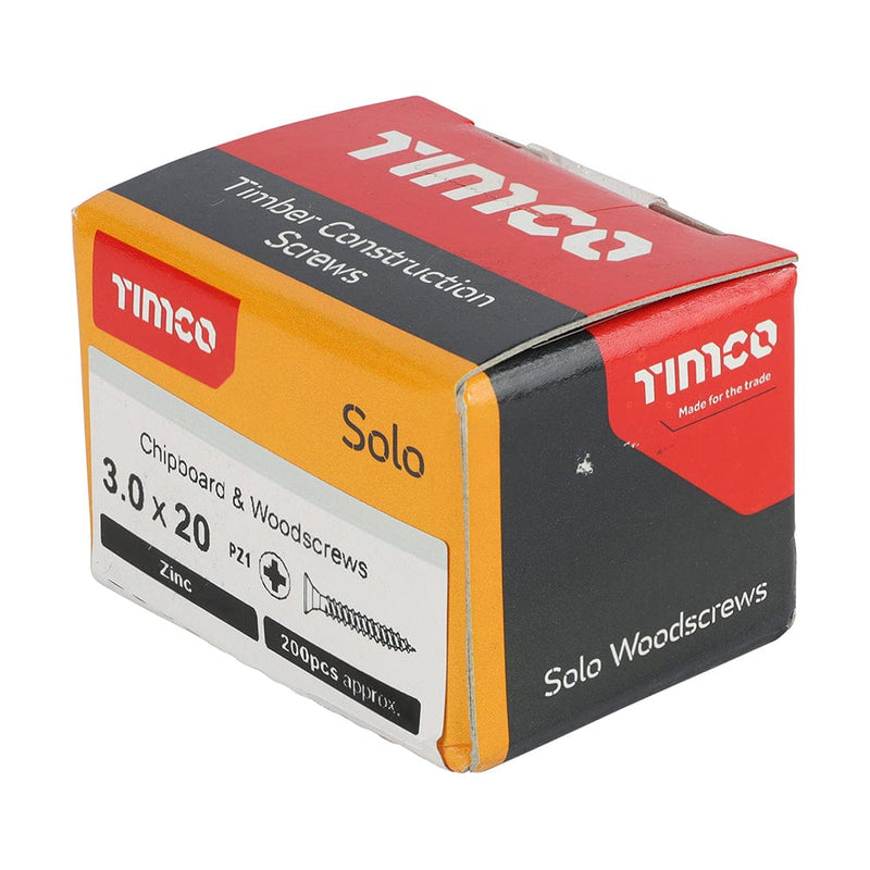 TIMCO Screws 3.0 x 20 TIMCO Solo Countersunk Silver Woodscrews
