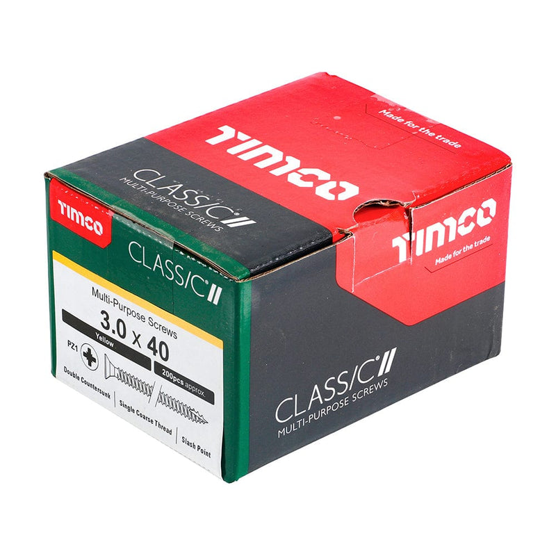 TIMCO Screws 3.0 x 40 TIMCO Classic Multi-Purpose Countersunk Gold Woodscrews