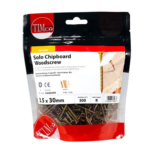TIMCO Screws 3.5 x 30 / 500 / TIMbag TIMCO Solo Countersunk Gold Woodscrews