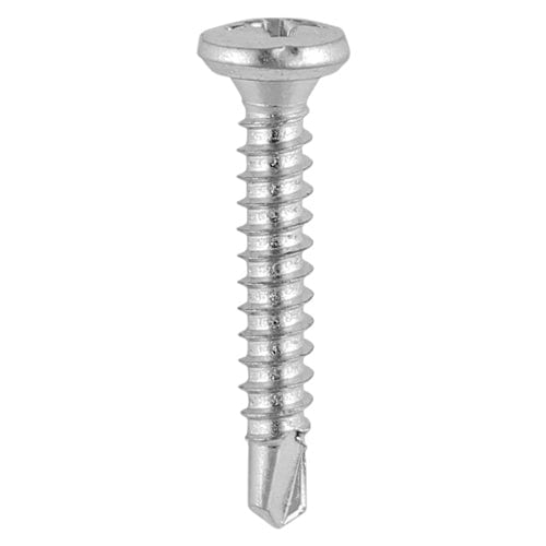 TIMCO Screws 3.9 x 16 TIMCO Window Fabrication Screws Friction Stay Pan PH Self-Tapping Thread Self-Drilling Point Martensitic Stainless Steel & Silver Organic