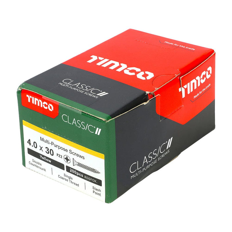 TIMCO Screws 4.0 x 30 / 200 TIMCO Classic Multi-Purpose Countersunk Gold Woodscrews
