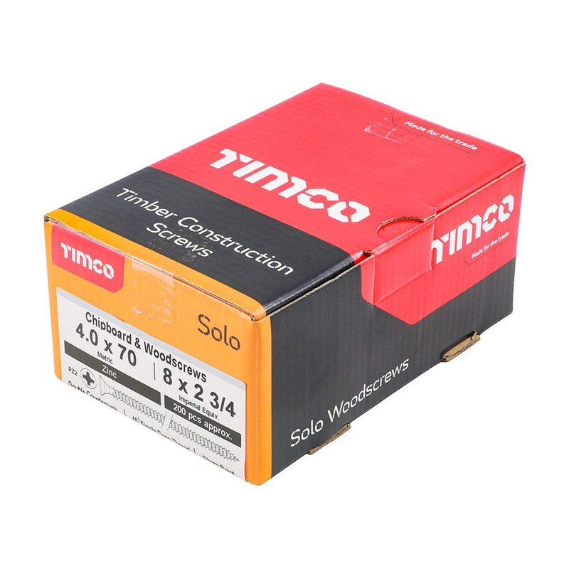 TIMCO Screws 4.0 x 70 / 200 TIMCO Solo Countersunk Silver Woodscrews