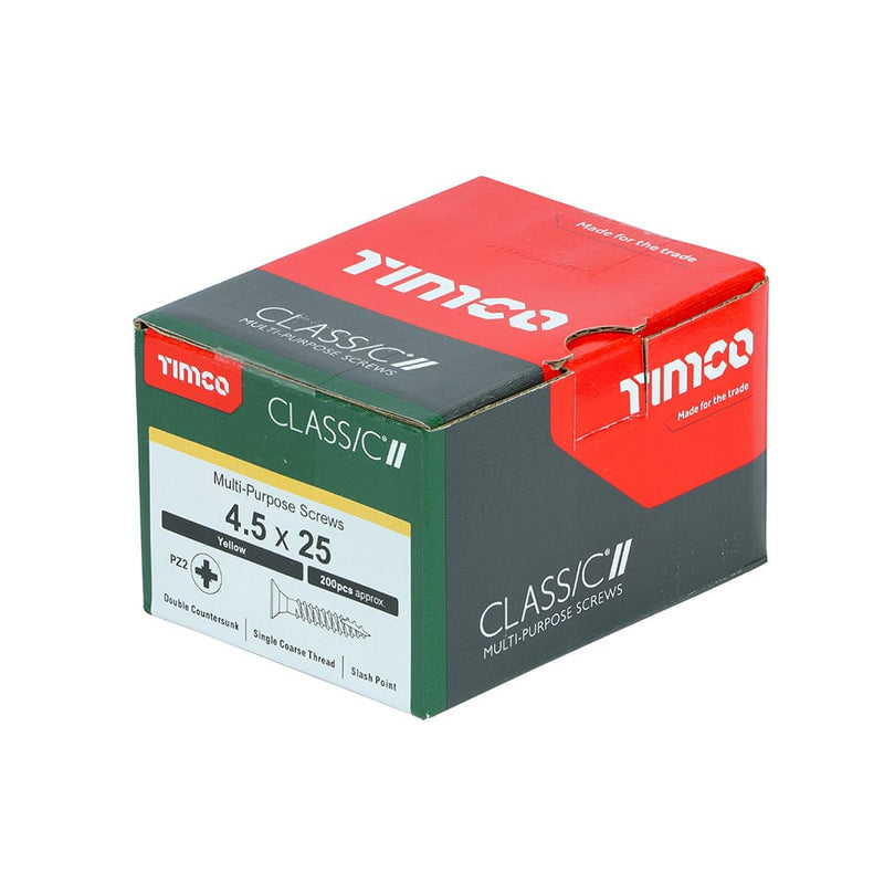 TIMCO Screws 4.5 x 25 / 200 TIMCO Classic Multi-Purpose Countersunk Gold Woodscrews